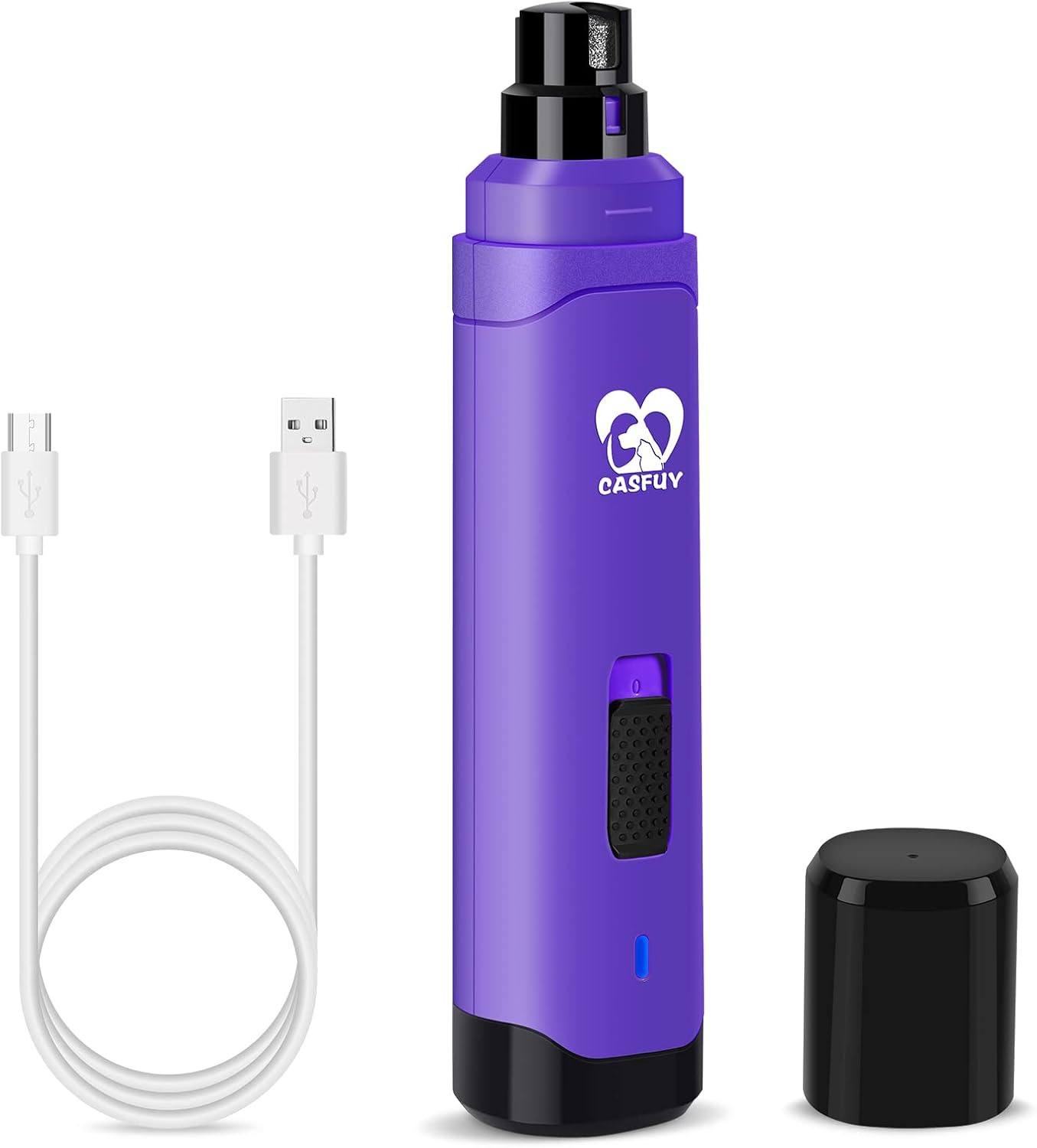 Casfuy 2-Speed Electric Rechargeable Pet Nail Trimmer for Small Medium Large Dogs & Cats, Dark Blue
