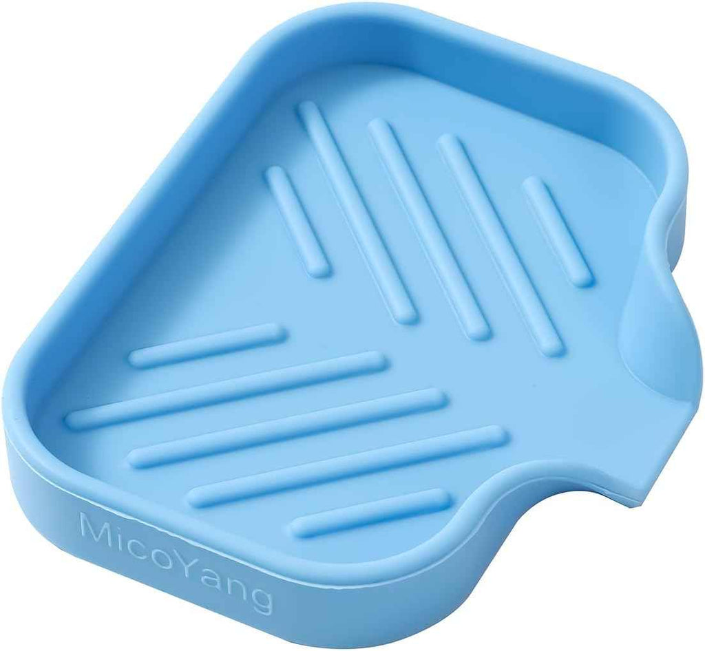 Silicone Bathroom Soap Dishes with Drain Spout-Bathroom and Kitchen Sink Organizer,Sponge Holder,Dish Soap Tray,Perfect for Dispenser,Scrubber,Bottle,Cup on Sink or Counter-Black 4.9"×3.2"