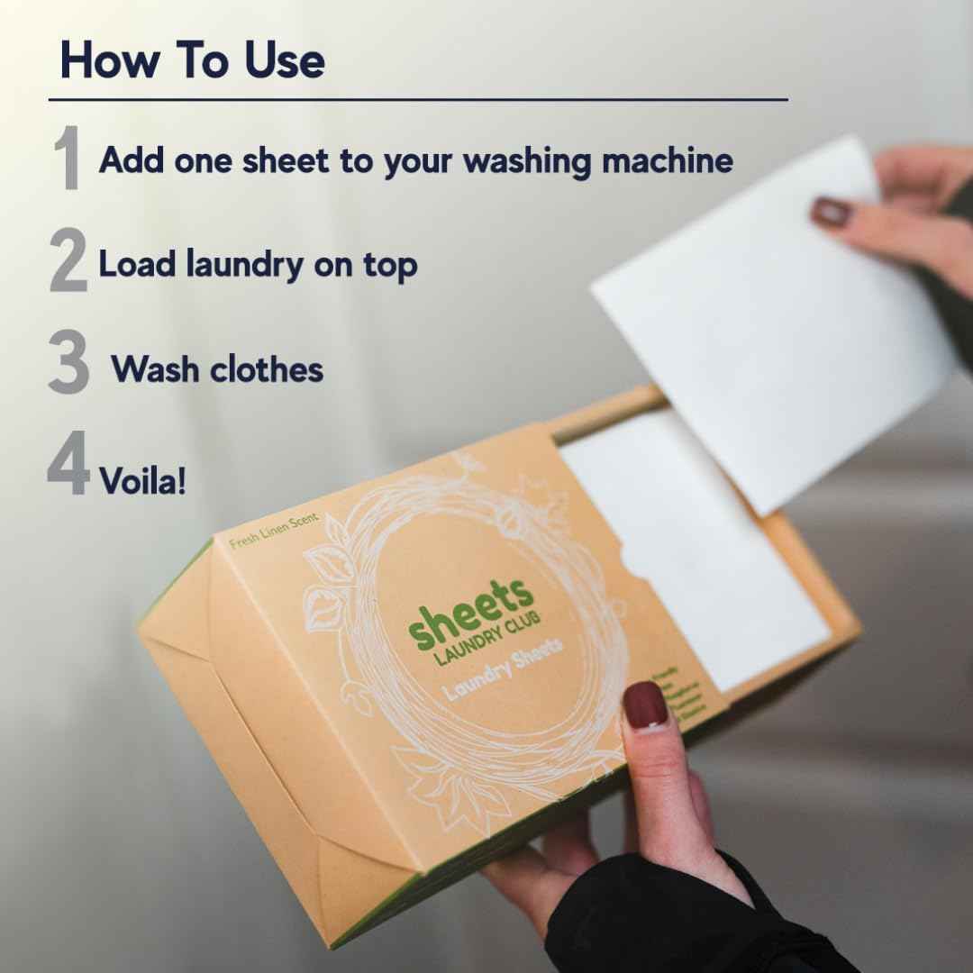 Sheets Laundry Club - Liquidless Laundry Detergent Sheets, 100 Loads - Fresh Linen Scent, Eco-Friendly, Quick-Dissolving Formula