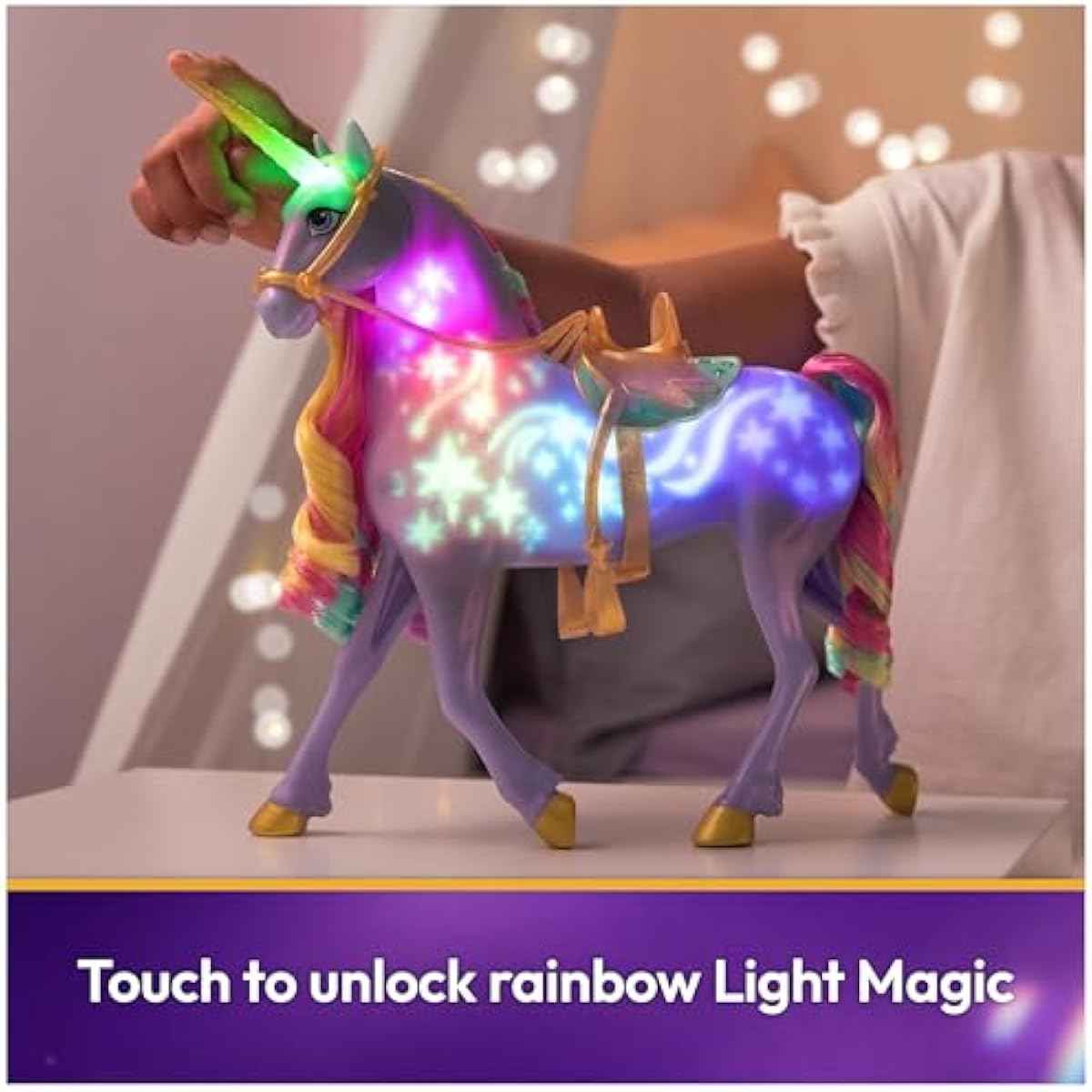 Unicorn Academy, 11-inch Rainbow Light-up Wildstar with lights, sounds & music, for girls ages 4 and up