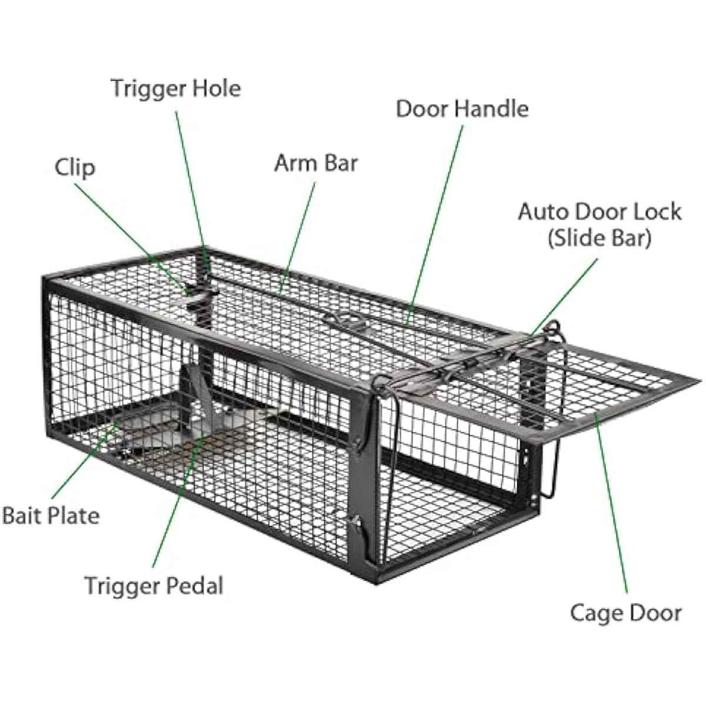 2-Pack Rat Traps Humane Live Mouse Vole Chipmunk Trap Cage for Indoors and Outdoors (Black)
