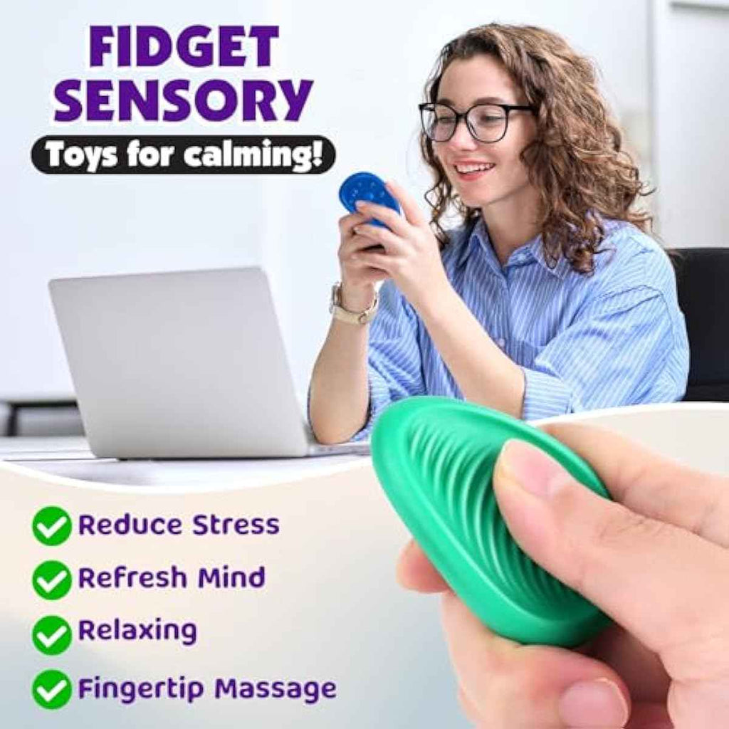 KLT Sensory Stone Fidget Toys for Adults Anxiety Relief 6 Pack Textured Stones