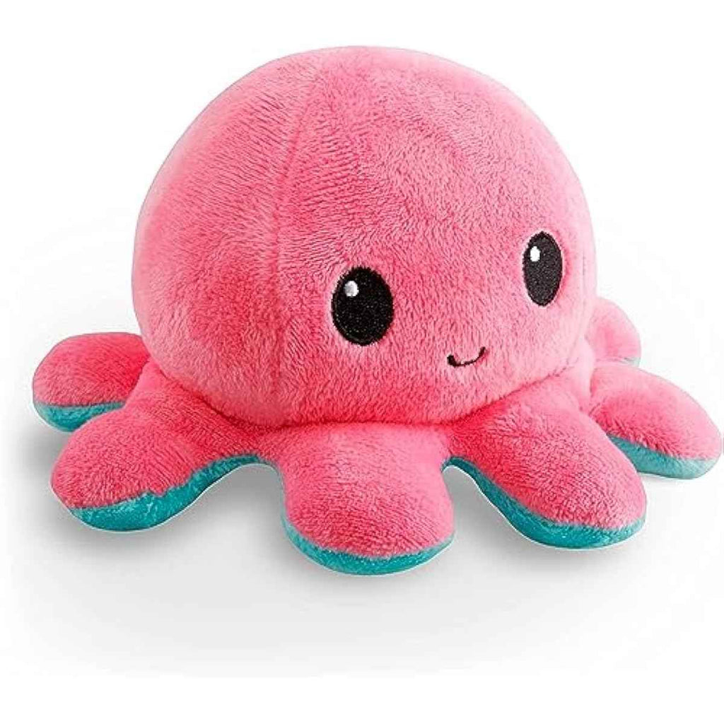 TeeTurtle reversible octopus plushie 4-inch pink + aqua two-sided flip plush toy with embroidered details