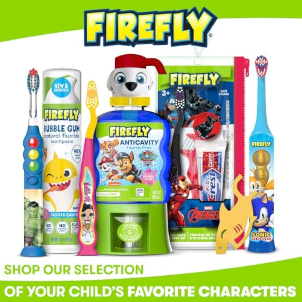 Firefly Clean N' Protect Baby Shark Toothbrush with soft bristles and anti-slip grip handle, battery included, ages 3+