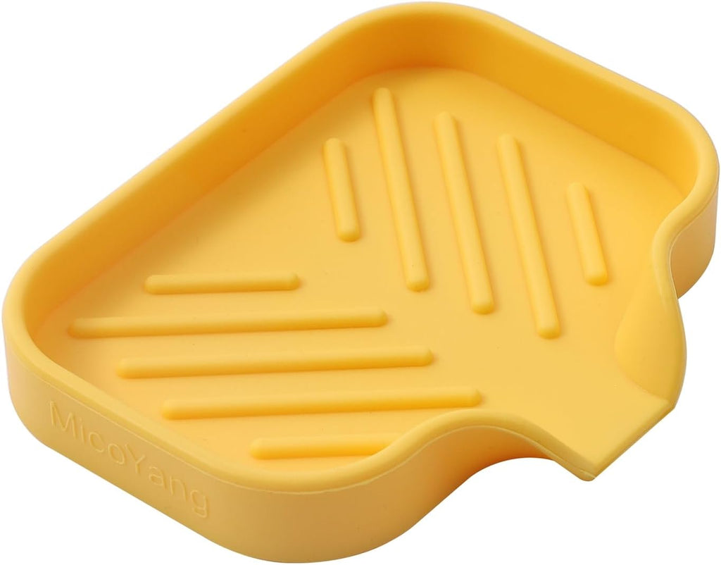 MicoYang silicone bathroom soap dish with drain spout, sink organizer, and sponge holder, 4.9 x 3.2 inches