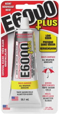 Eclectic Products inc. E6000 Plus Multi-PLrpose Clear Glue, Waterproof and Paintable, Strong Flexible Craft Adhesive for Wood, Glass, Fabric, Ceramic, Metal and More, 56.1ml