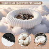 Self Warming Cat Bed for Indoor Cats, Donut Shape, Self-Heating Dog Bed with Non-Slip Bottom, Washable & Portable (Size S)