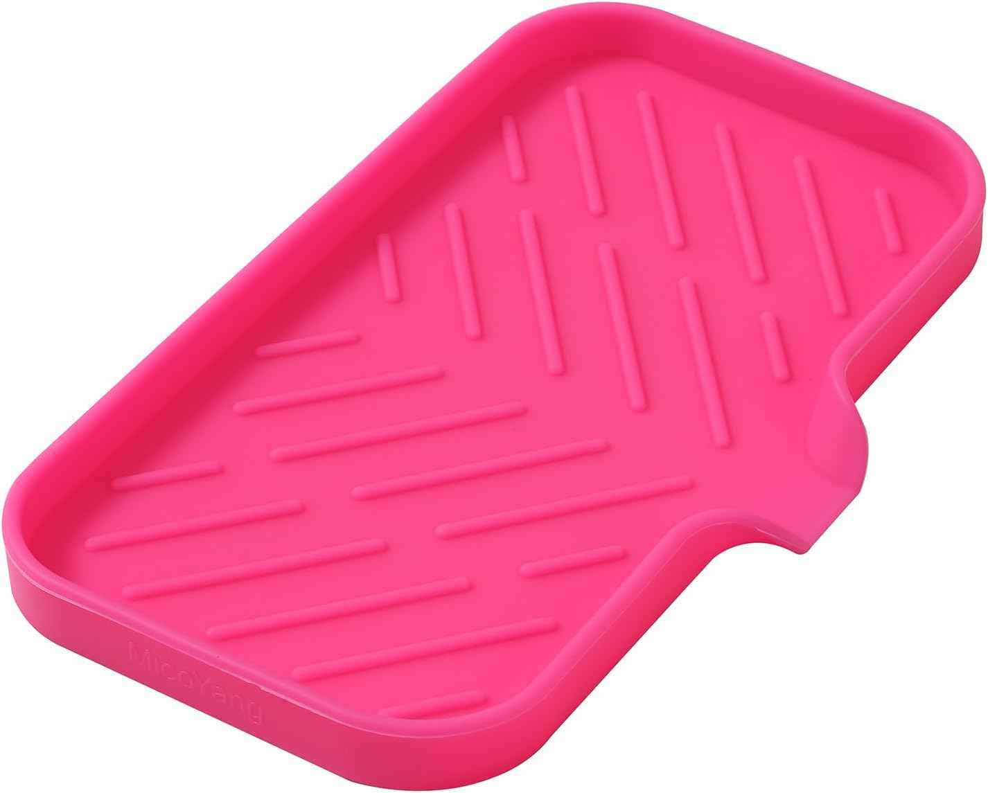 Silicone Bathroom Soap Dishes with Drain Spout-Bathroom and Kitchen Sink Organizer,Sponge Holder,Dish Soap Tray,Perfect for Dispenser,Scrubber,Bottle,Cup on Sink or Counter-Black 4.9"×3.2"