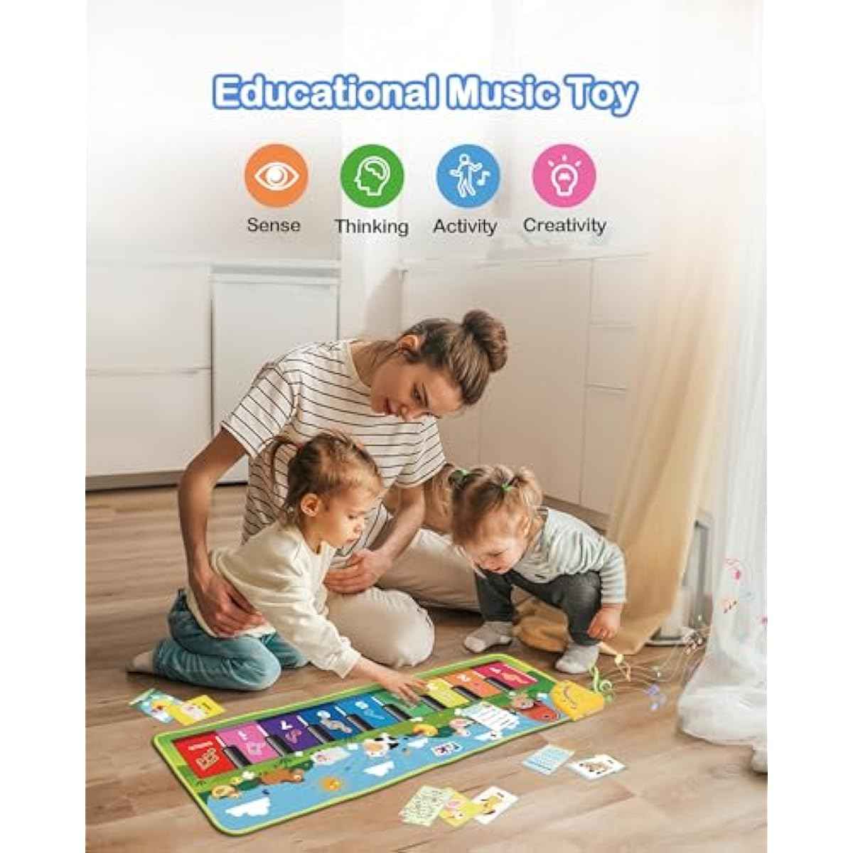 foki floor piano mat for toddlers sensory educational animal sounds touch playmat 1 to 5 years old boy and girl