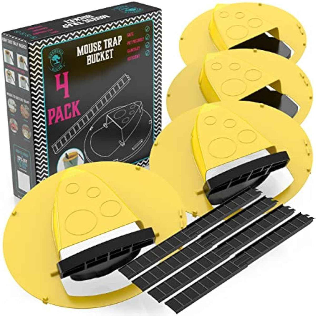 5-gallon mouse trap bucket 4-pack with automatic reset flip and slide mouse traps for indoor outdoor use