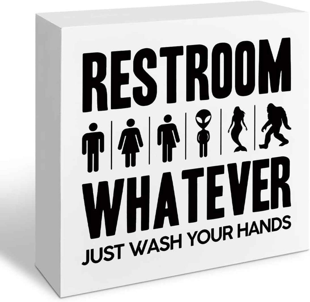 Funny Restroom Bathroom Wooden Signs, Funny Bathroom Sayings, Humor Washroom Quotes Block Plaque, Wall Art/Home Decor, Rustic Wooden Box Signs, Farmhouse Decor, Housewarming Gift