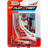 FLAT 2 FAST Original Stunt Card Racer - Crimson Red Compact Pocket Size Racecar Launcher with Built-in Button