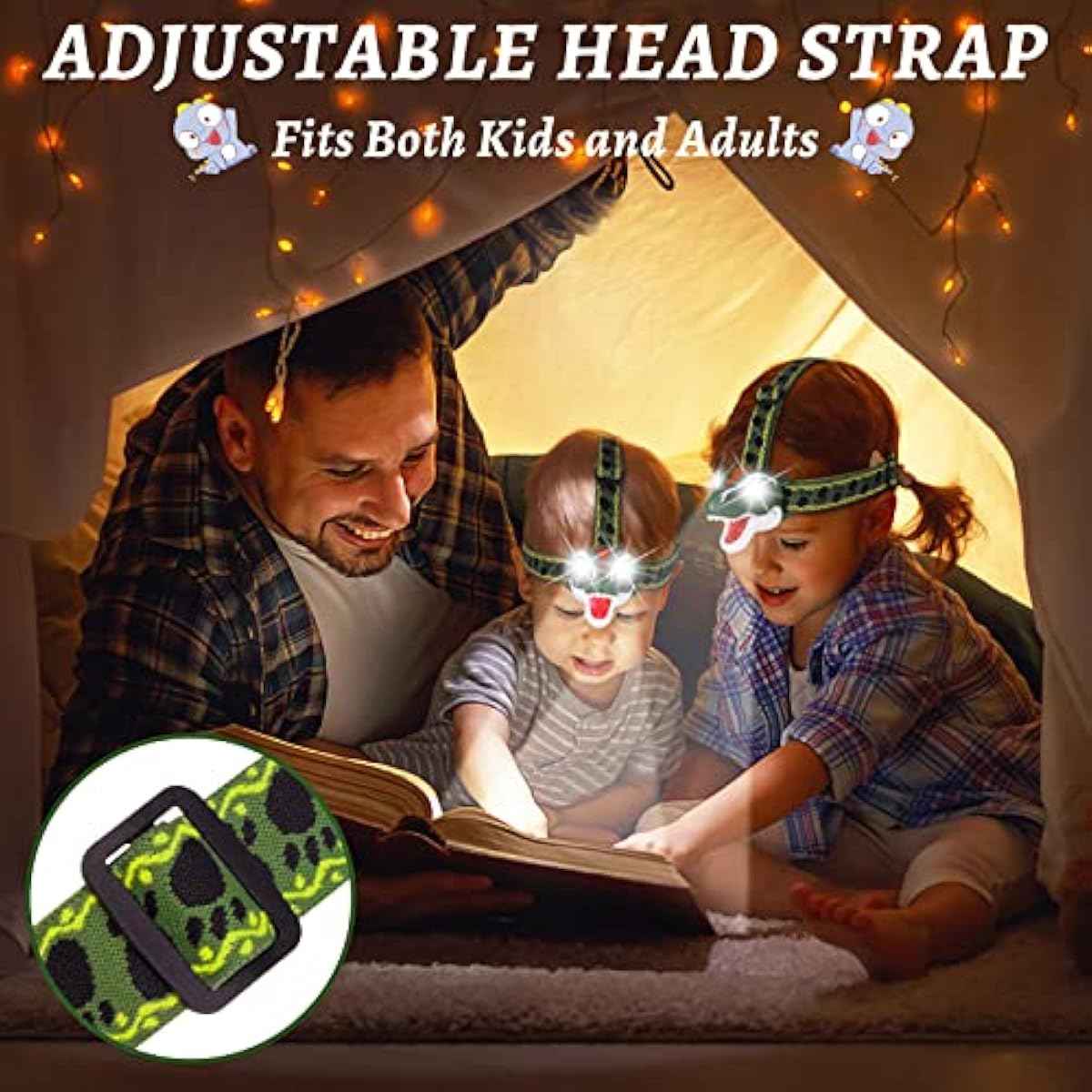 DX DA XIN dinosaur headlamp T-Rex LED for kids camping gear