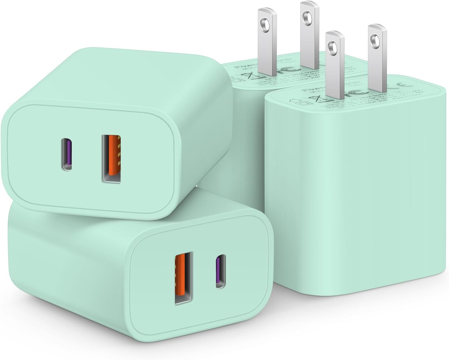 [4 Pack] USB C Charger Block Fast Charging Multiport Adpater [PD 20W USB-C & QC 3.0 USB-A Port] for i Phone 17/16/15/14/13/12/11/X/8, i Pad, Galaxy, Google, Galaxy & More - ShopUS