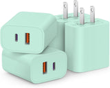 [4 Pack] USB C Charger Block Fast Charging Multiport Adpater [PD 20W USB-C & QC 3.0 USB-A Port] for i Phone 17/16/15/14/13/12/11/X/8, i Pad, Galaxy, Google, Galaxy & More - ShopUS