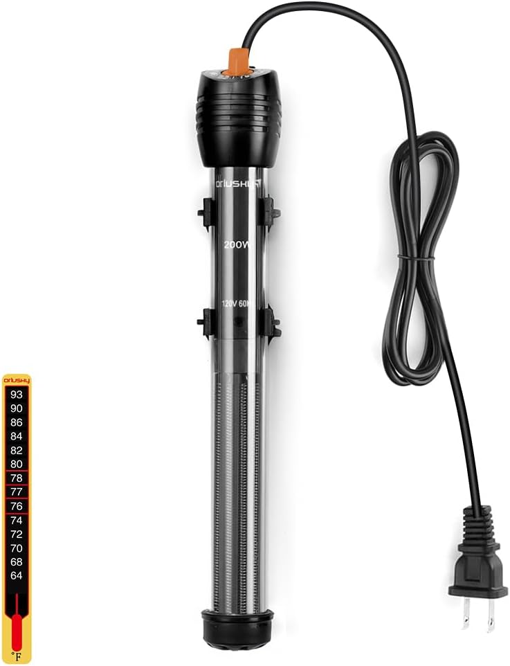 orlushy 25w small submersible aquarium heater for betta fish tank 78℉ constant temperature 1-6 gallons freshwater saltwater