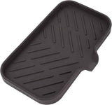 Silicone Bathroom Soap Dishes with Drain Spout-Bathroom and Kitchen Sink Organizer,Sponge Holder,Dish Soap Tray,Perfect for Dispenser,Scrubber,Bottle,Cup on Sink or Counter-Black 4.9"×3.2"