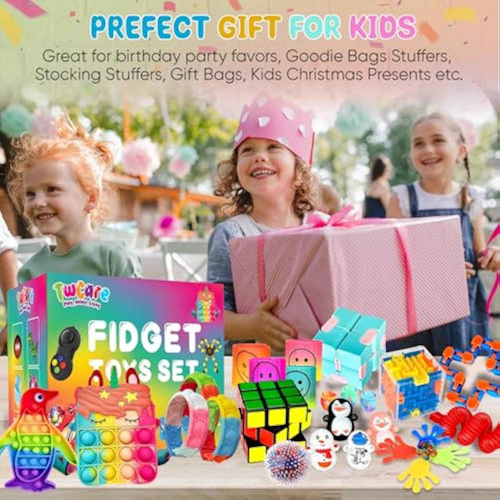 120 Pcs Fidget Toys Pack, Pop Sensory Party Favors Set Gifts for Kids Adults Boy Girl Stocking Stuffers Autistic Bulk Goodie Bag Filler Treasure Box Classroom Prizes School
