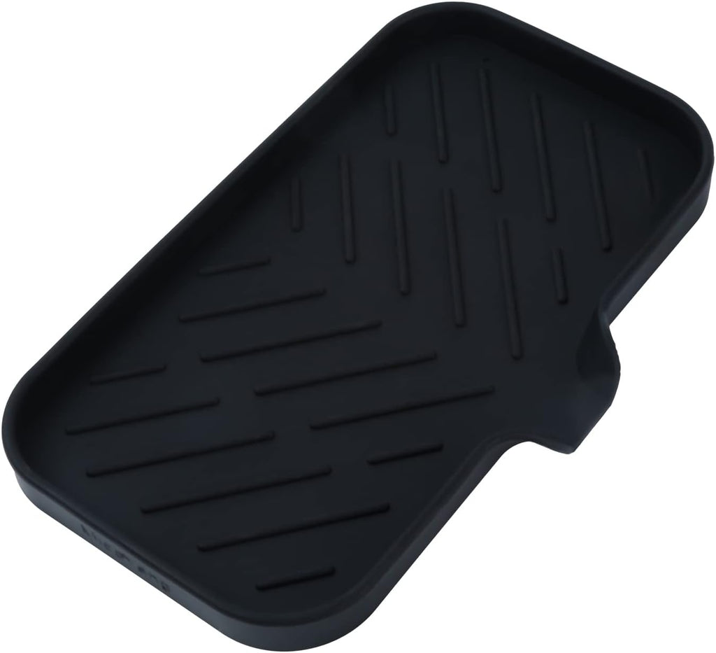 MicoYang silicone bathroom soap dish with drain spout, sink organizer, and sponge holder, 4.9 x 3.2 inches