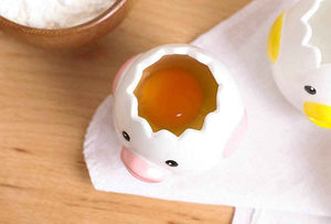 LuoCoCo Cute Egg Separator, Ceramic, Dishwasher Safe, Practical Household Kitchen Gadget Baking Assistant Tool, Yellow
