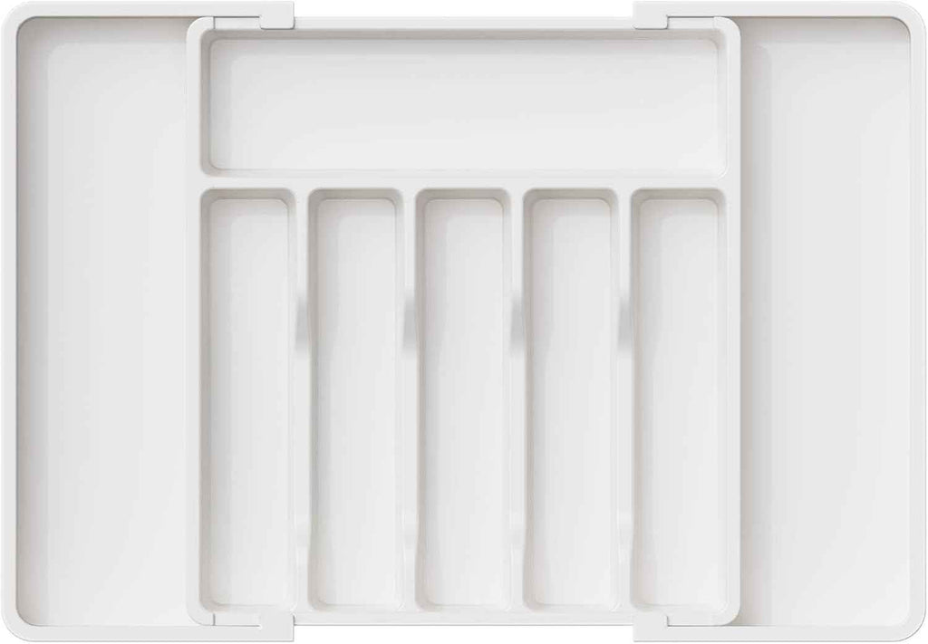 Lifewit Large Silverware Drawer Organizer, Expandable Utensil Tray for Kitchen, BPA Free Flatware and Cutlery Holder, Adjustable Plastic Storage for Spoons Forks Knives, Large, Black
