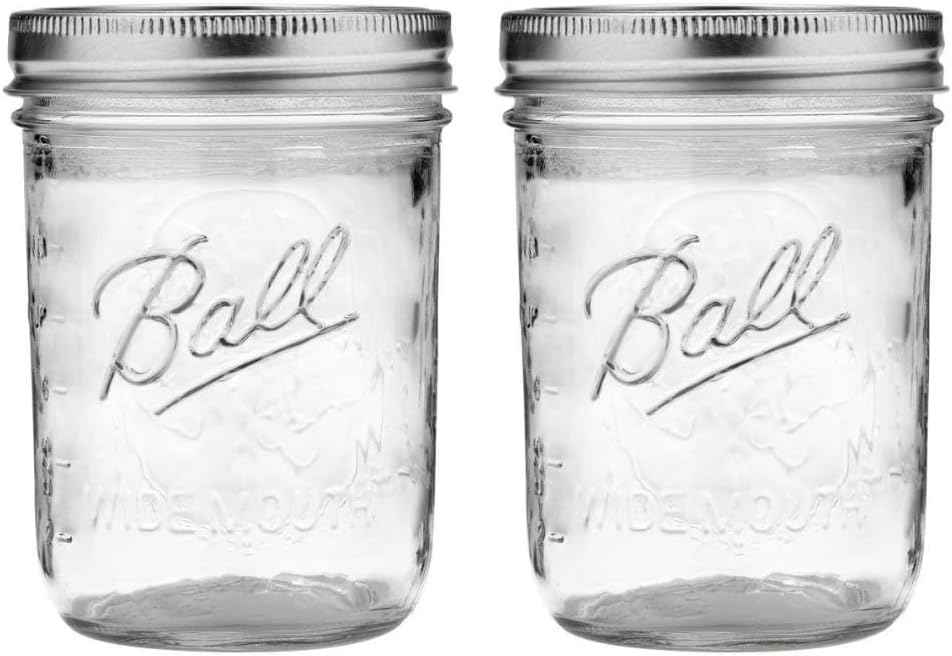 Ball Wide Mouth Glass Mason Jars with Lids and Bands, Used for Canning, Pickling, Juice, Jam, Jelly, Quart Size 32 Ounce (Pack of 2)