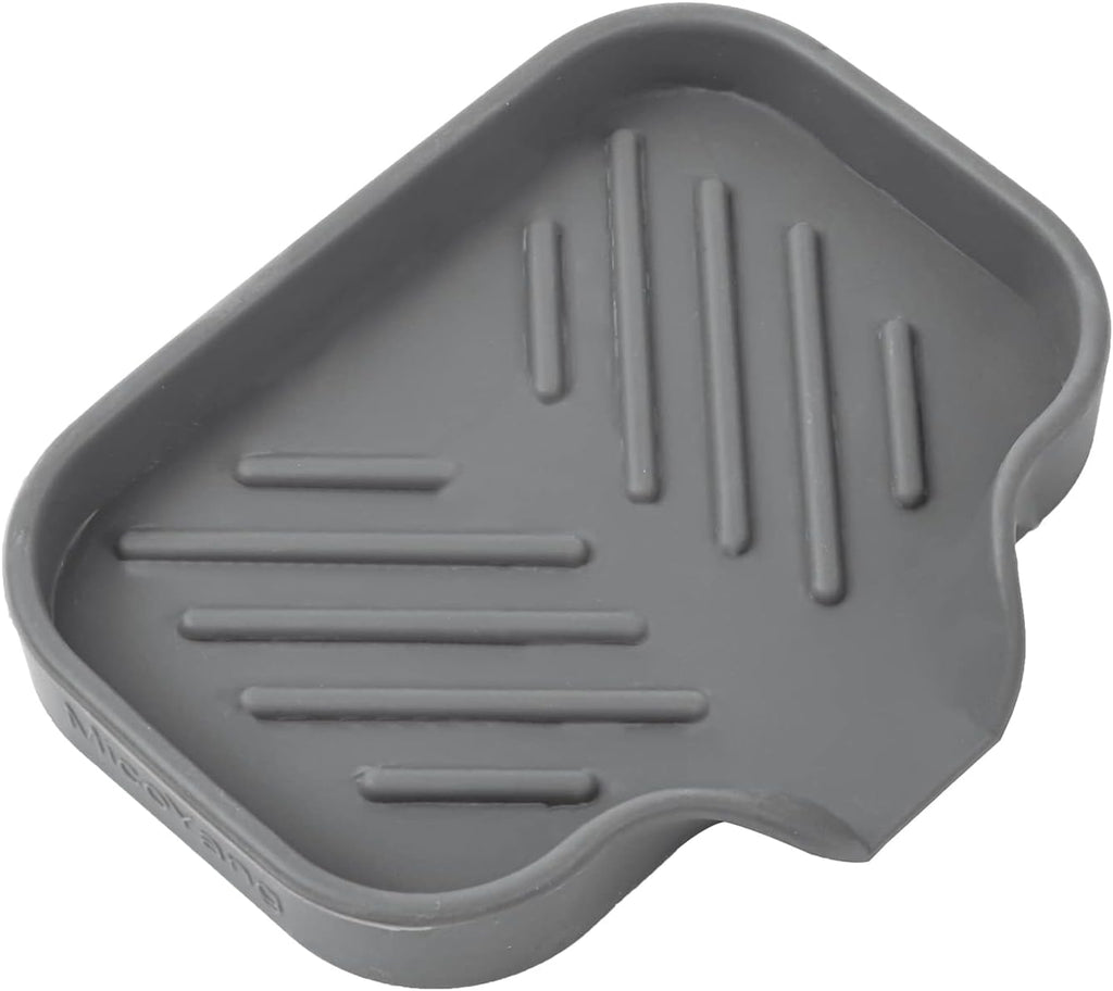 MicoYang silicone bathroom soap dish with drain spout, sink organizer, and sponge holder, 4.9 x 3.2 inches