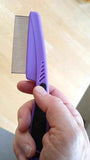 yumflan flea comb with rubber handle for dogs and cats purple