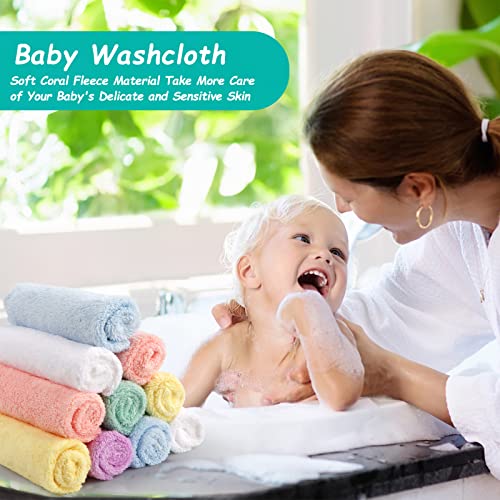 homexcel microfiber coral fleece baby washcloths 24 pack 7x9 inch