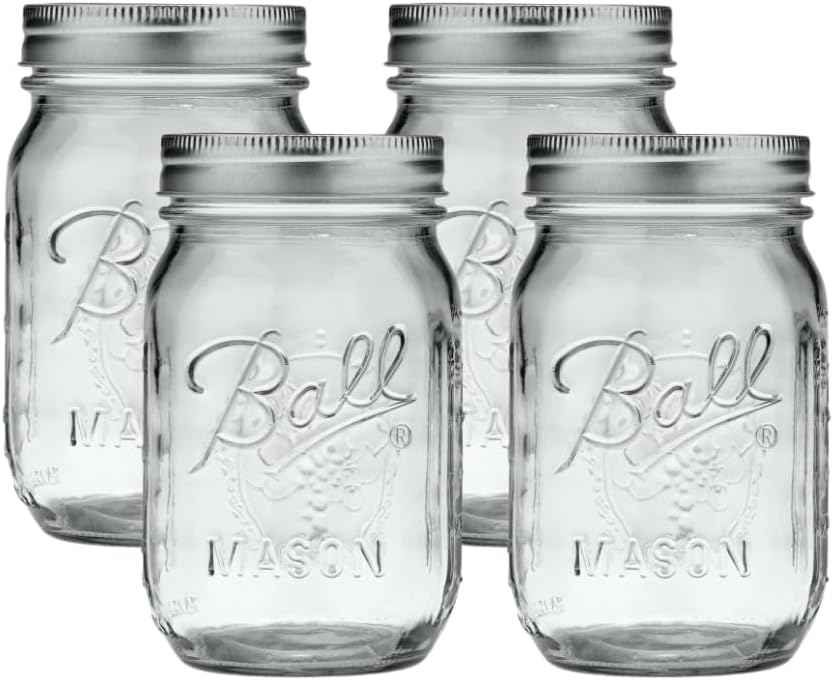 Ball Wide Mouth Glass Mason Jars with Lids and Bands, Used for Canning, Pickling, Juice, Jam, Jelly, Quart Size 32 Ounce (Pack of 2)