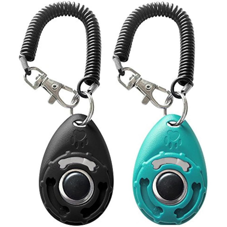 Pet Training Clicker with Wrist Strap - Dog Training Clickers (New Black + Blue)
