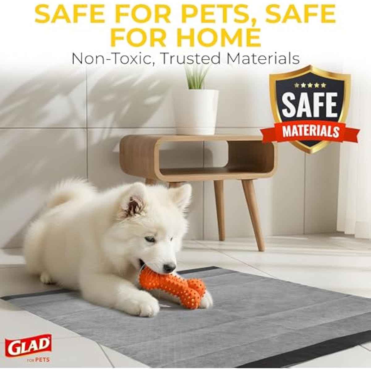Glad for Pets Black Charcoal Puppy Training Pads with Odor Control and Pheromone Attractant, Leak Resistant Dog Potty Pads for House Training Puppies and Dogs, 23 x 23 in, 50 Count