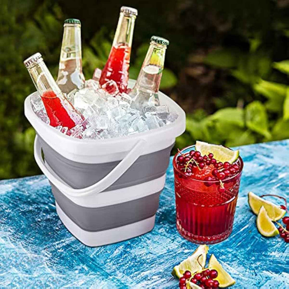 Collapsible Bucket, 5L 1.3Gallon Small Cleaning Mop Buckets for Household Outdoor Car Washing Tub Plastic Foldable Portable Camping Beach Sand Water Pot Pail Space Saving Square