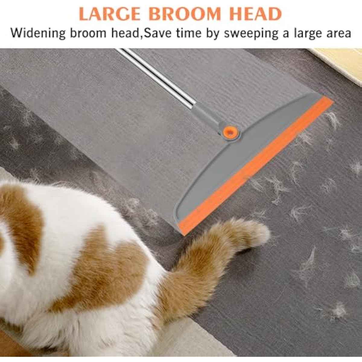Multifunction Magic Broom, 54 Inch Adjustable Long Handle Silicone Floor Squeegee Broom, Sweep and Scrape 2 In 1 Household Cleaning Brooms for Floor, Bathrooms, Kitchens, Showers, Tile, Pet Hair,Glass