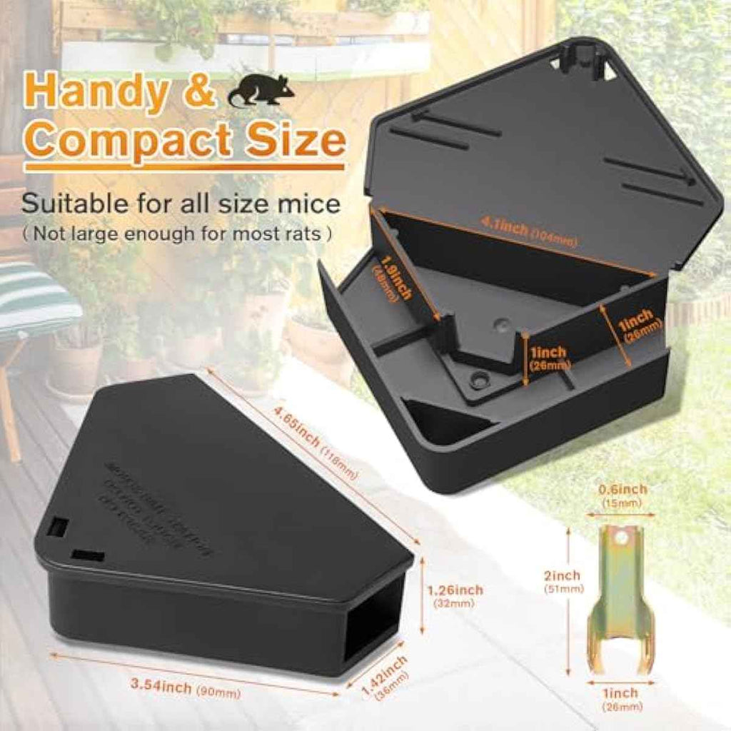 Anblak Mouse Station with Keys Black 6 Pack, Key Required Mouse Stations, Mice Stations, Keeps Children and Pets Safe Indoor & Outdoor