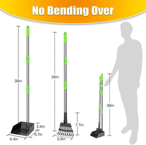 TooGe Pooper Scooper for Medium Small Dogs, Heavy Duty Pet Supplies with Stainless Metal Tray and Long Handle Rake for Grass, Dirt or Gravel