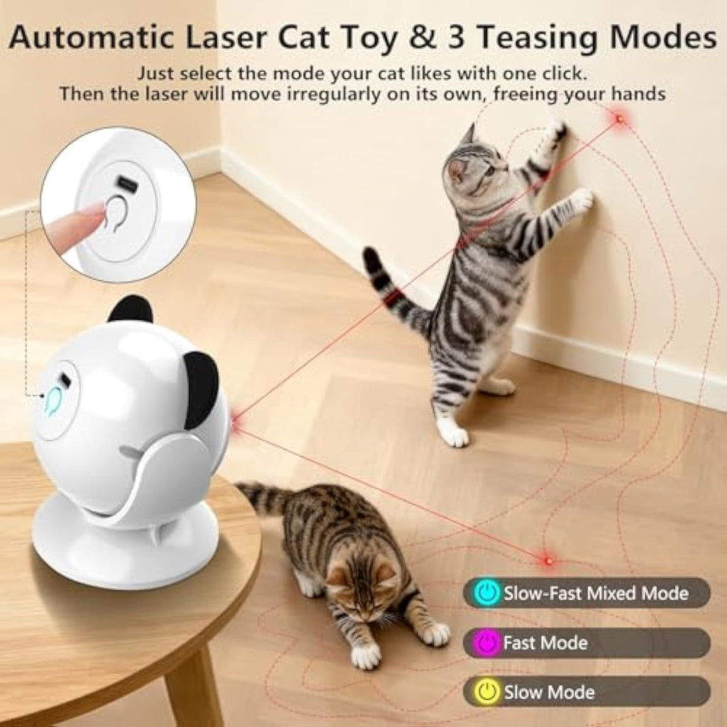 Laser Cat Toys for Indoor Cats, Truly Random Trjajectory, Suction Cup Design, Run Quiet, Interactive Cat Toy Automatic