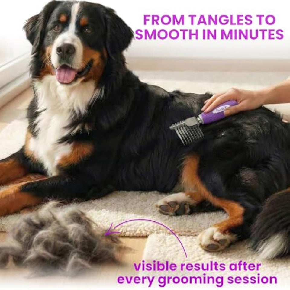 poodle-dematting-fur-rake-comb-brush-for-dogs-and-cats-with-long-2.5inch-steel-safety-blades
