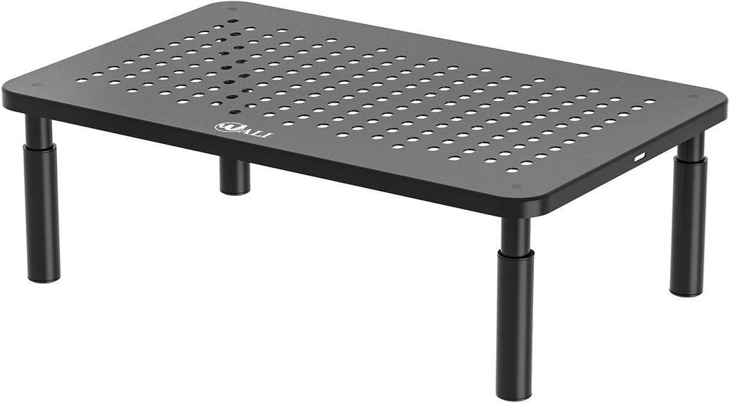 wali computer monitor stand adjustable laptop riser black 1 pack