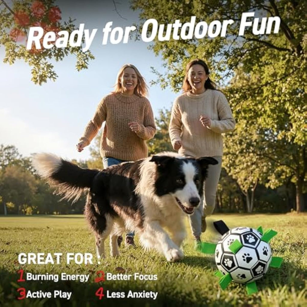 Qdan dog toys 6 inch world cup dog soccer ball with straps for small medium pet outdoor play