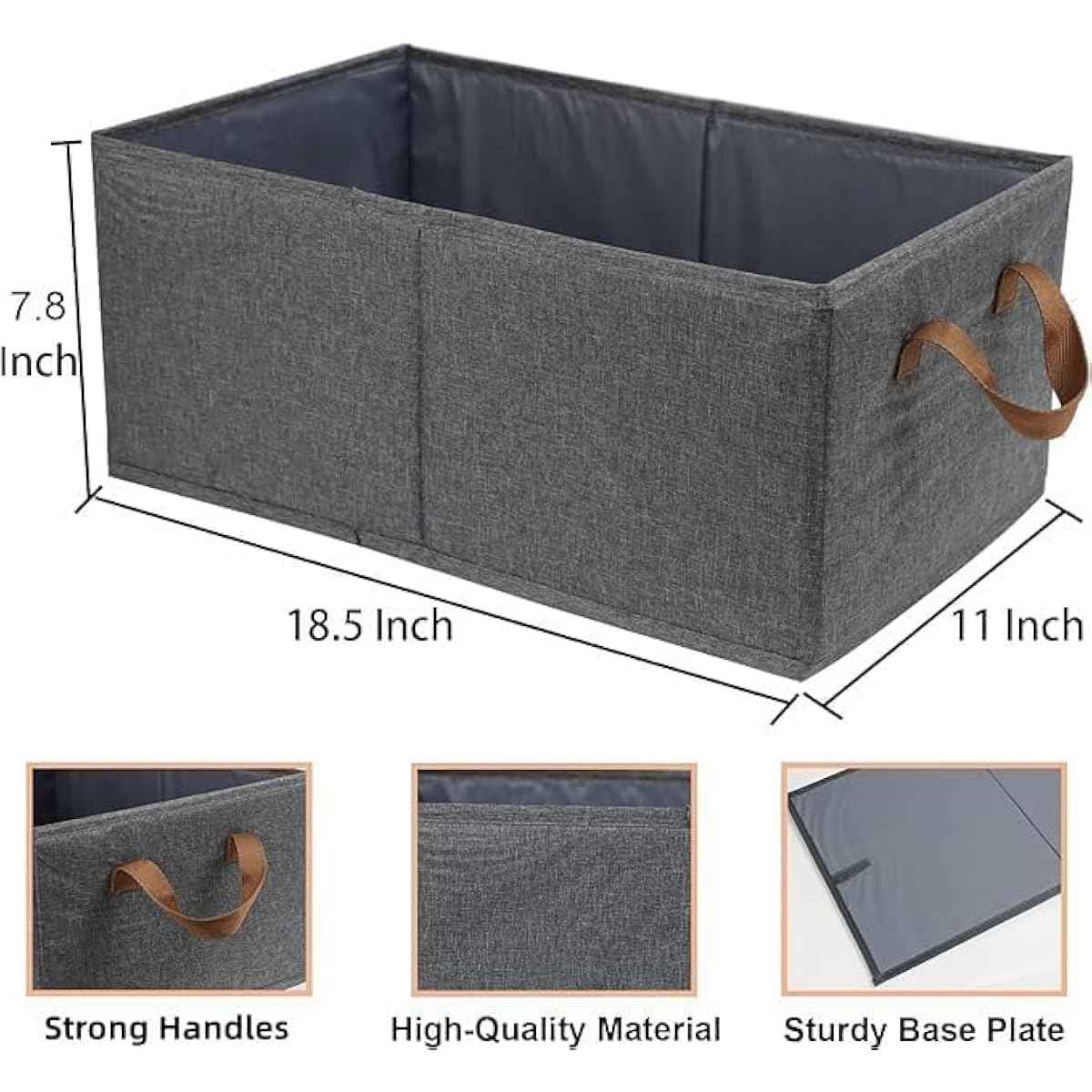 3-pack Large Capacity Storage Bins, Foldable Closet Organizer System for Clothing, Sheets, Toys, and Books
