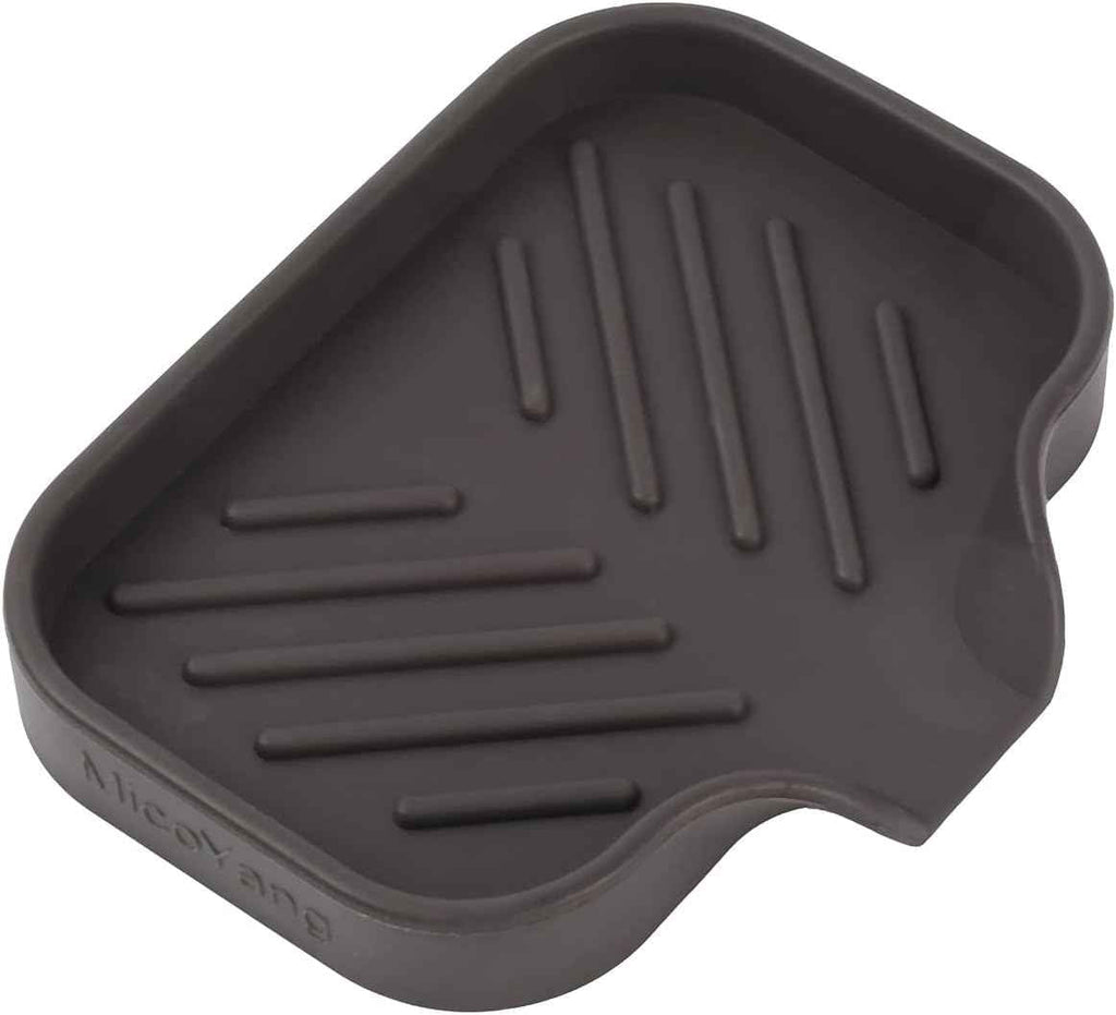 Silicone Bathroom Soap Dishes with Drain Spout-Bathroom and Kitchen Sink Organizer,Sponge Holder,Dish Soap Tray,Perfect for Dispenser,Scrubber,Bottle,Cup on Sink or Counter-Black 4.9"×3.2"