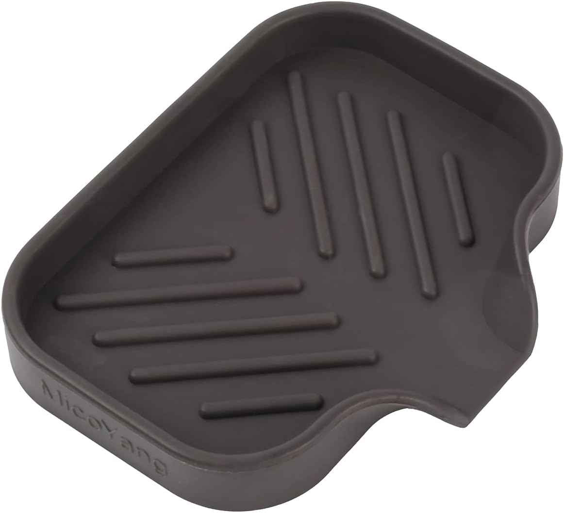 Silicone Bathroom Soap Dishes with Drain Spout-Bathroom and Kitchen Sink Organizer,Sponge Holder,Dish Soap Tray,Perfect for Dispenser,Scrubber,Bottle,Cup on Sink or Counter-Black 4.9"×3.2"