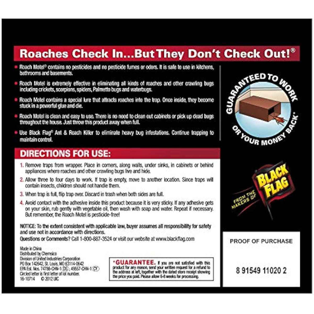 Black Flag Roach Motel Traps, 2-Count, 1-Pack, Adhesive Insect Trap for Kitchens, Bathrooms, and Basements