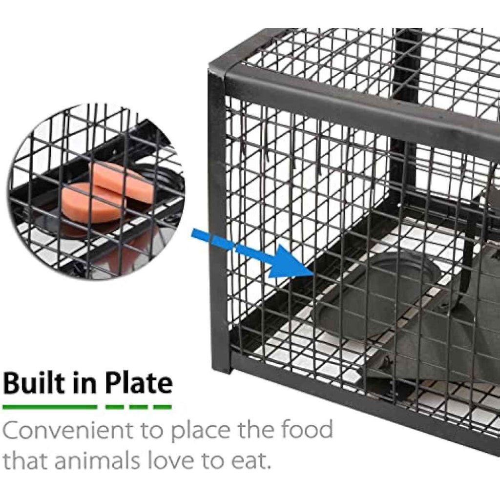 2-Pack Rat Traps Humane Live Mouse Vole Chipmunk Trap Cage for Indoors and Outdoors (Black)