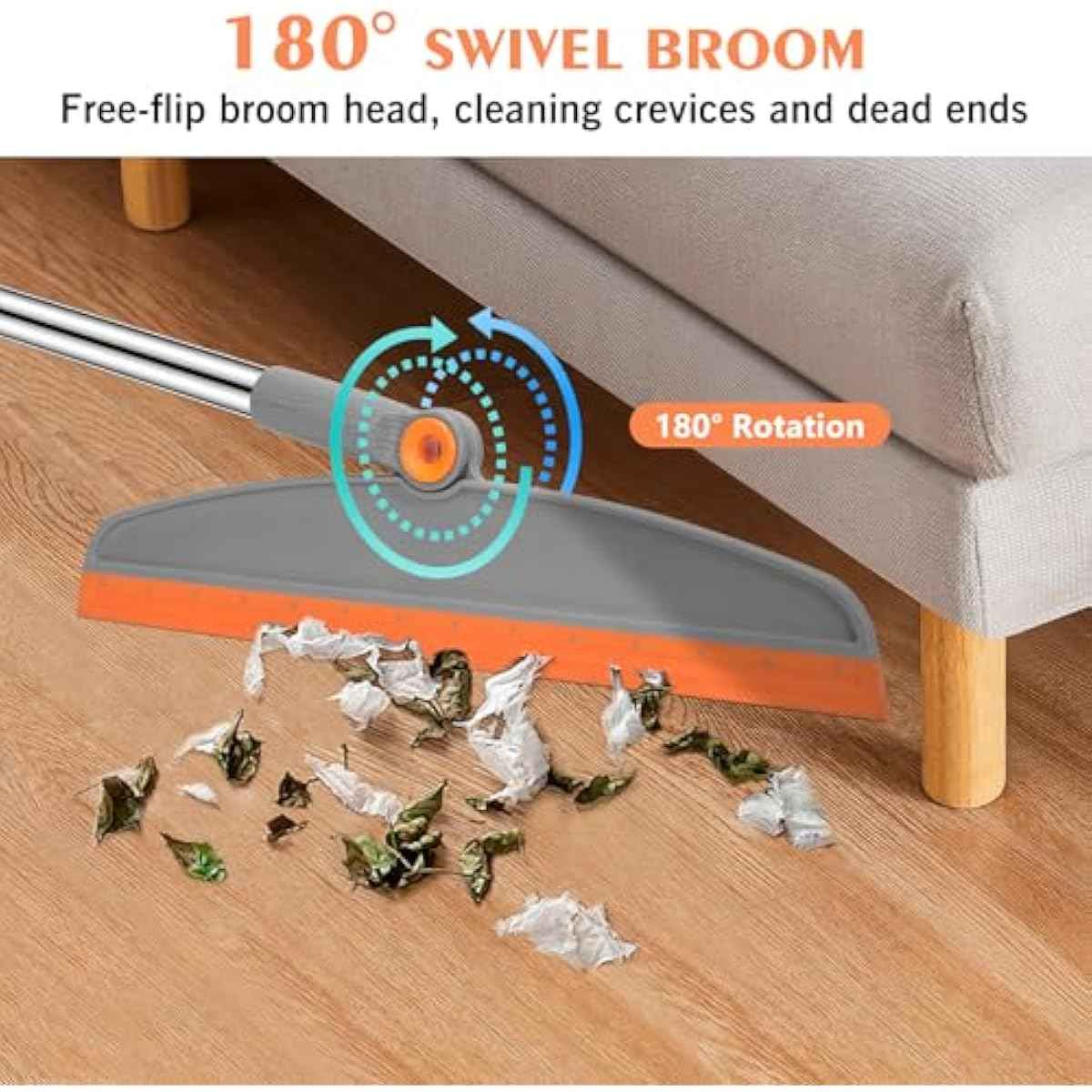 Multifunction Magic Broom, 54 Inch Adjustable Long Handle Silicone Floor Squeegee Broom