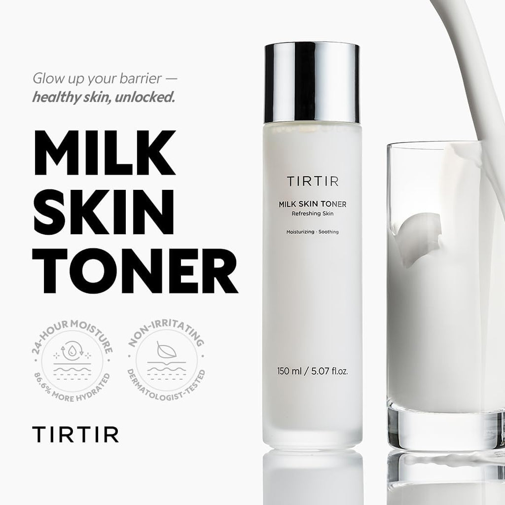 Tirtir milk skin rice toner, deep moisturizing, hydrating, and refreshing for face, vegan, 150ml/5.07fl.oz, korean skin care