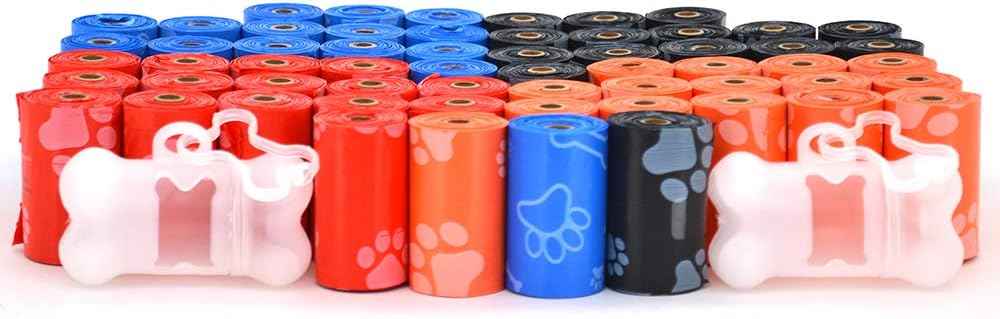 Best Pet Supplies Dog Poop Bags (150 Bags) for Waste Refuse Cleanup, Doggy Roll Replacements for Outdoor Puppy Walking and Travel, Leak Proof and Tear Resistant, Thick Plastic - Assorted Colors