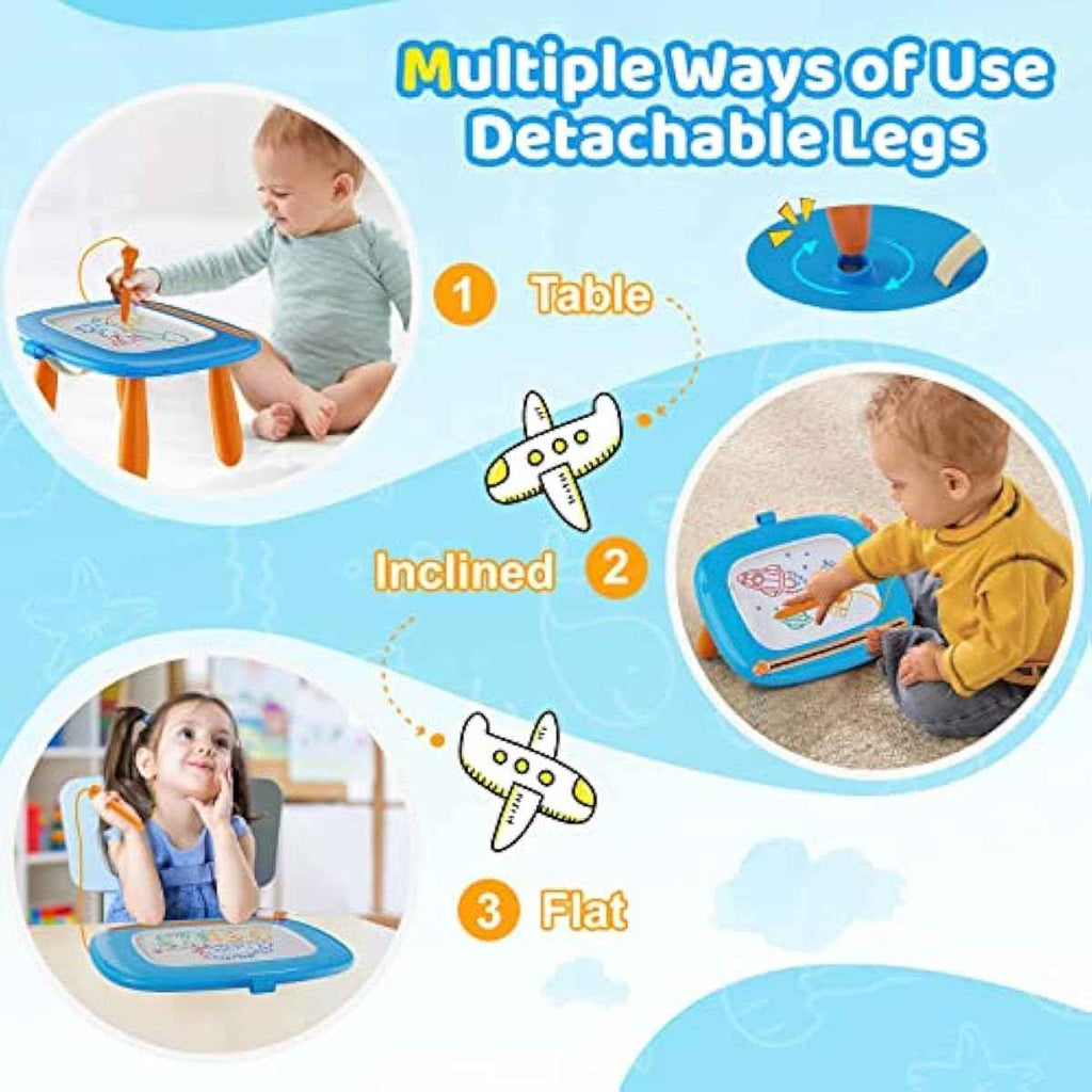 kikidex magnetic drawing board for toddler girl toys learning educational 1 2 3 year old light blue