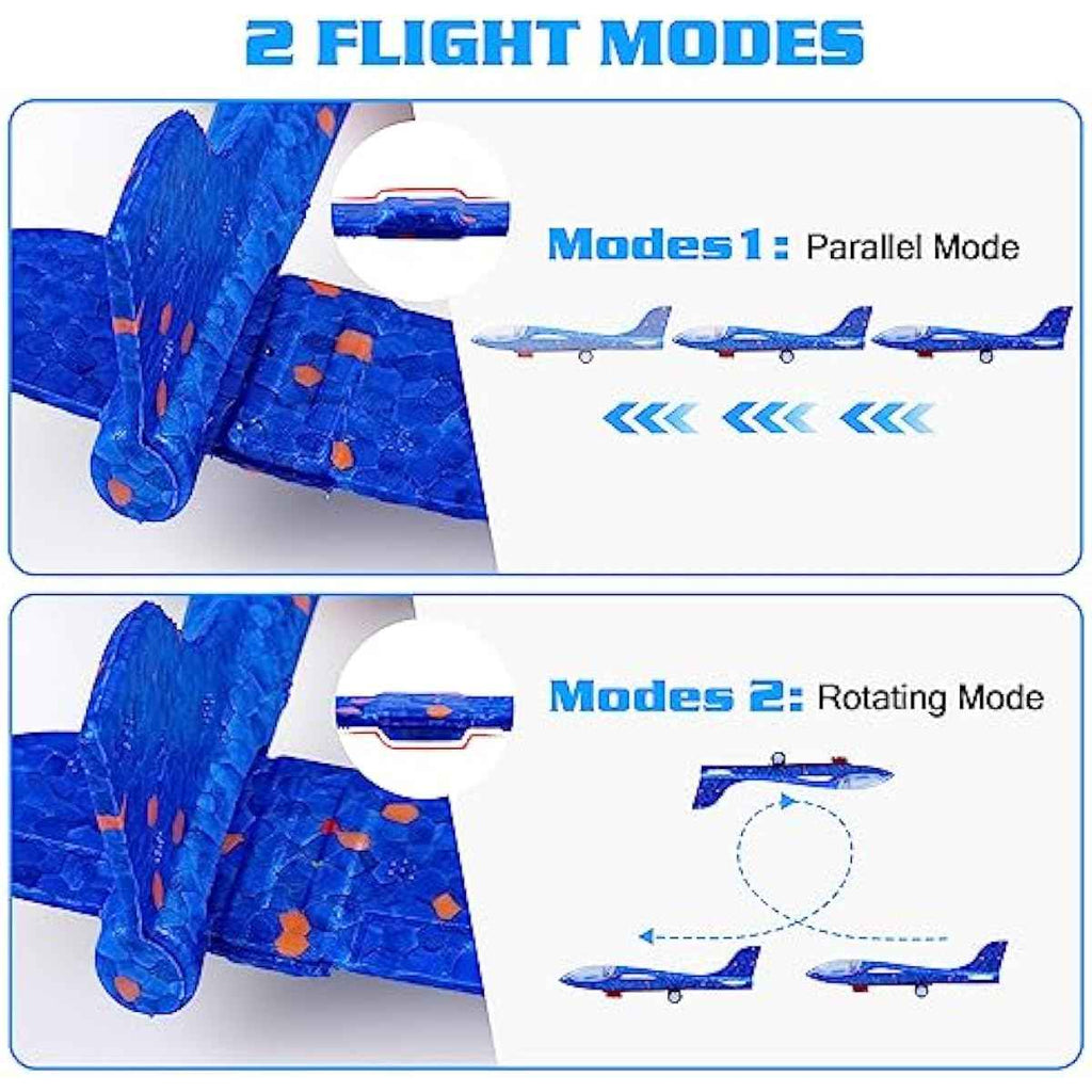3 pack airplane launcher toys 2 flight modes led foam glider catapult planes outdoor kids flying toys birthday gifts 3+ year old